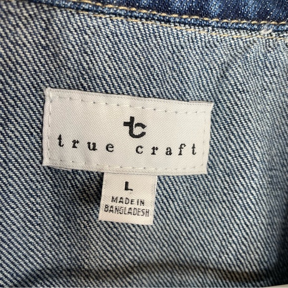 True Craft Distressed Denim Jean Trucker Jacket - Picture 3 of 8